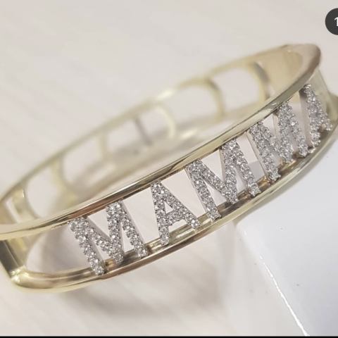 Bracciale a manetta in argento 925 e cubic zirconia