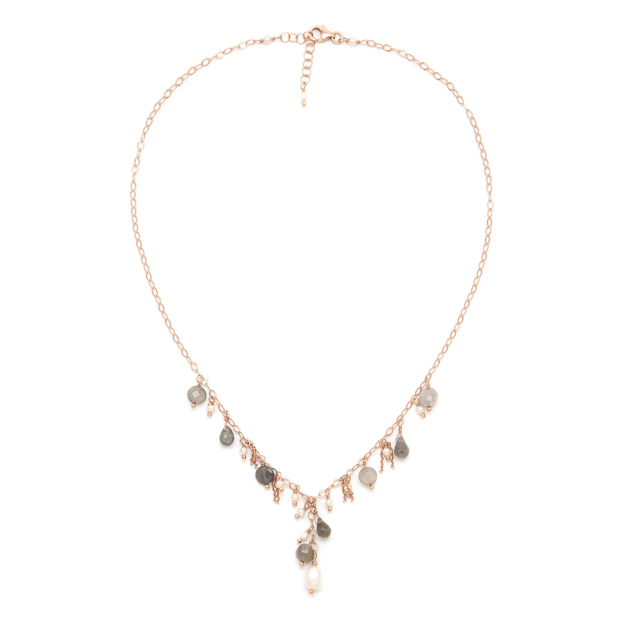 Collana Ishwara Happy Soul con Labradoriti, Pietre di Luna e Perle Naturali