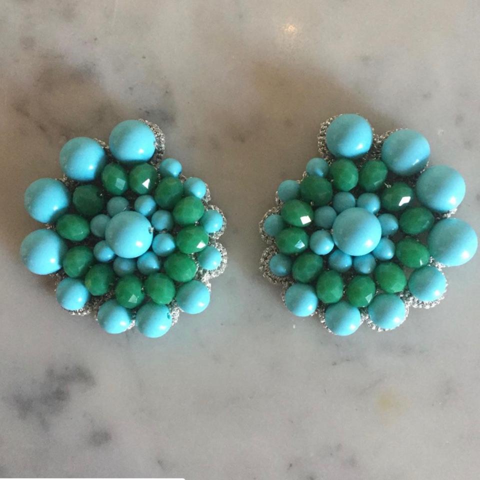Orecchini in pizzo chiacchierino siciliano originale pasta di turchese e cristalli