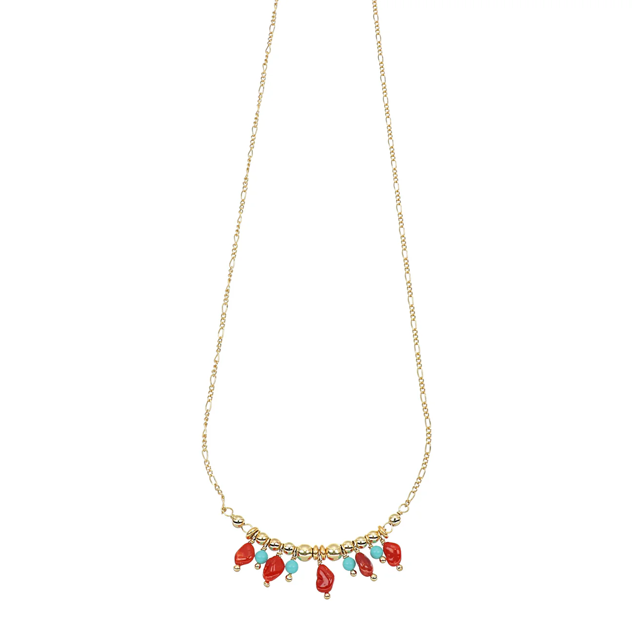 Collana girocollo Ishwara con Corallo naturale e Turchese
