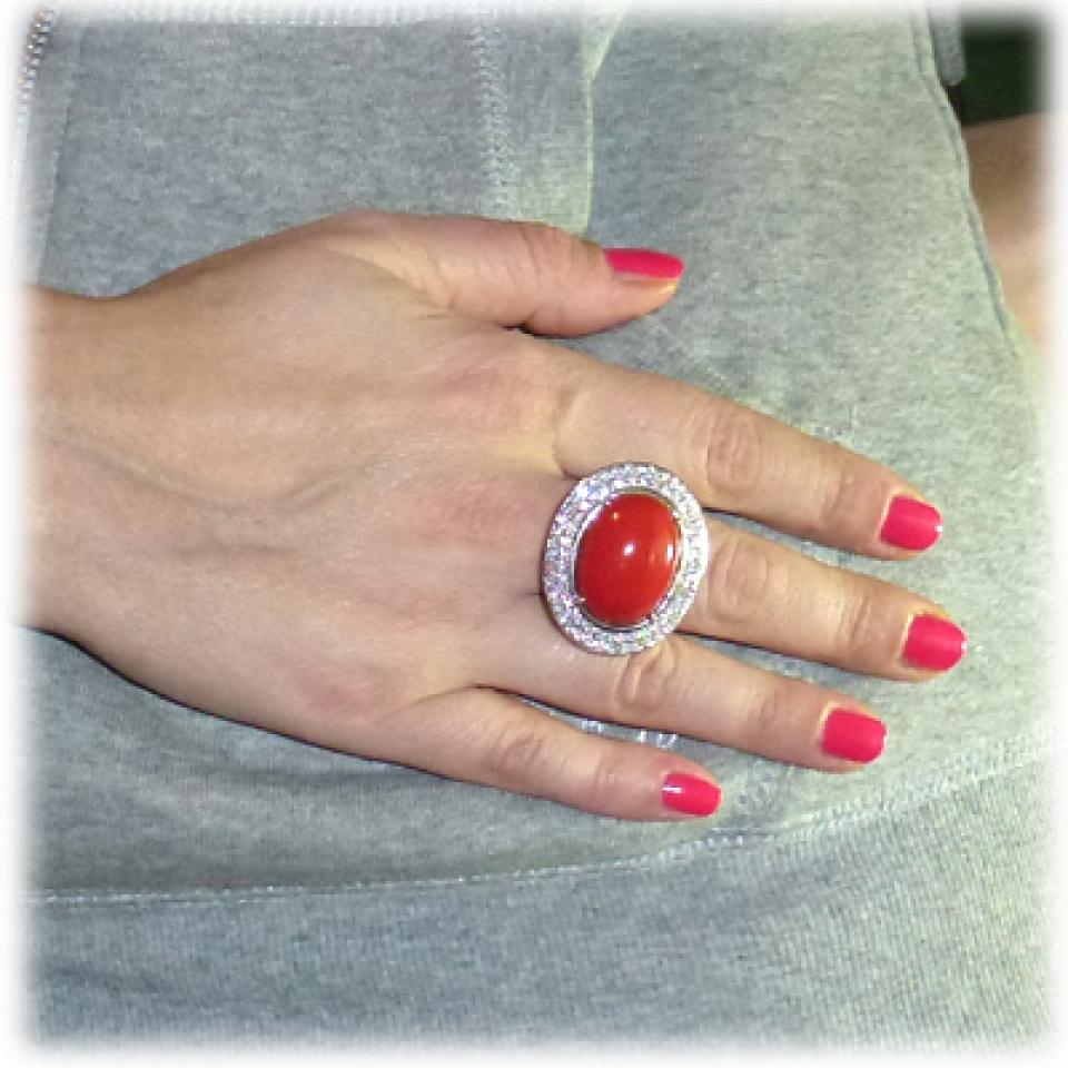 Anello Dimmi jewels pasta di corallo e cubic zirconia