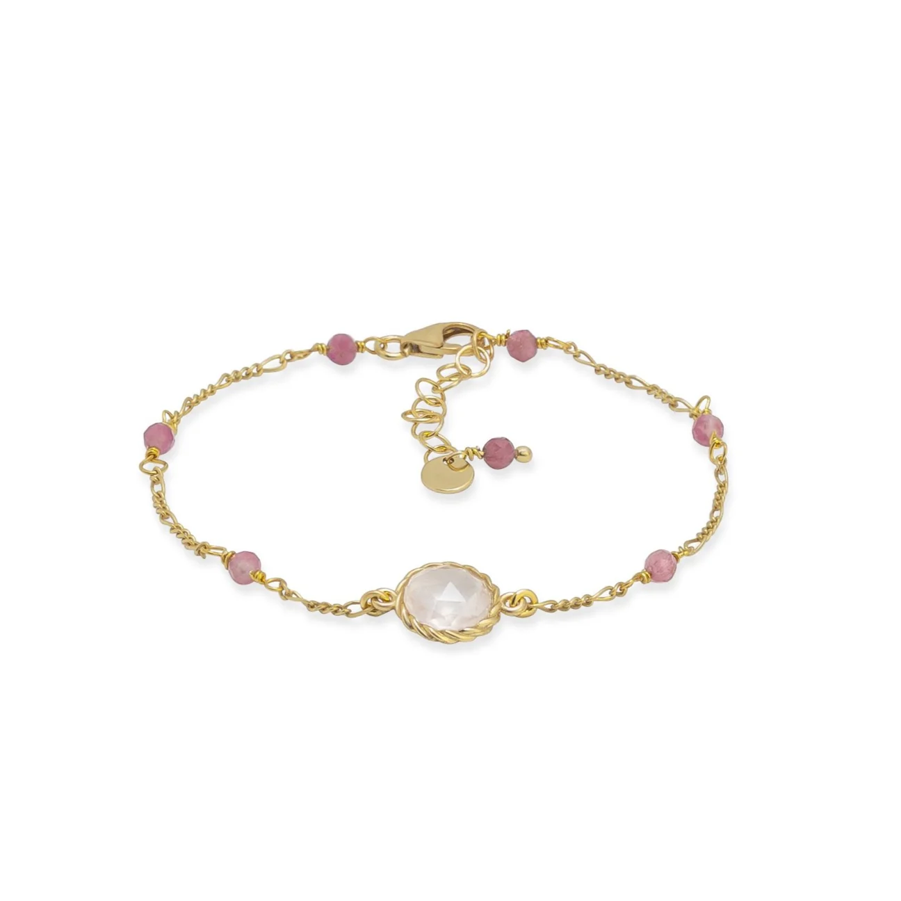 Bracciale ishwara con centrale in Quarzo Rosa