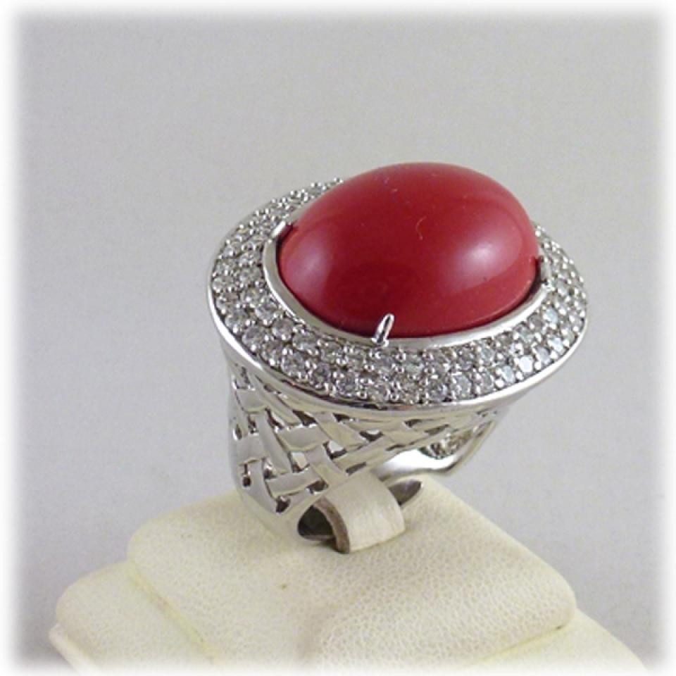 Anello Dimmi jewels pasta di corallo e cubic zirconia