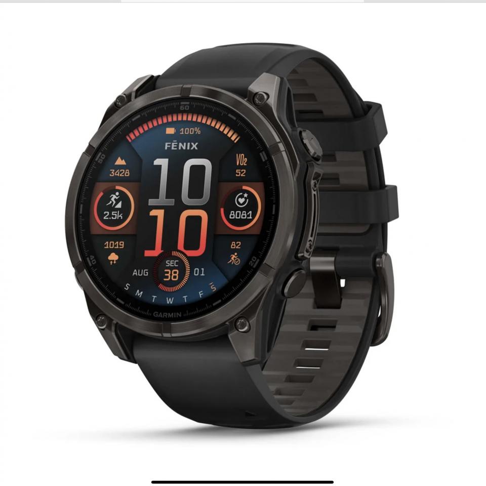 fēnix® 8 - 47 mm, AMOLED Sapphire, Titanio, Carbon Gray DLC con cinturino in silicone Black/pebble grey