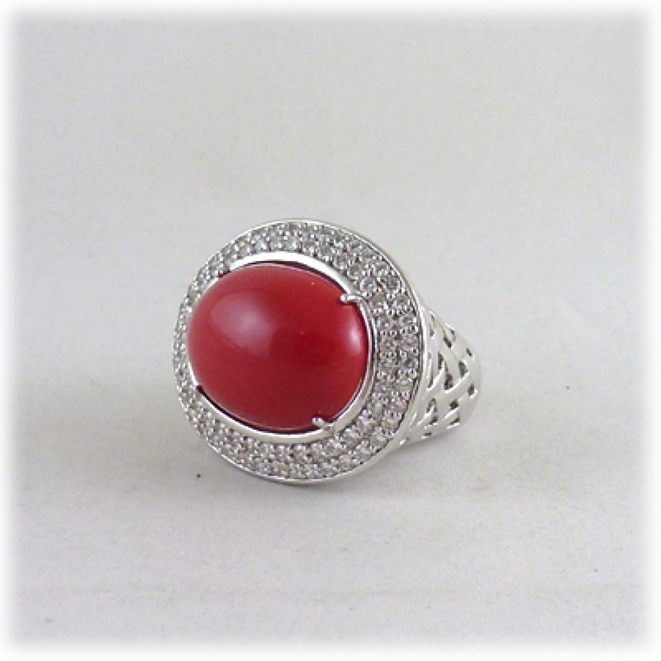 Anello Dimmi jewels pasta di corallo e cubic zirconia