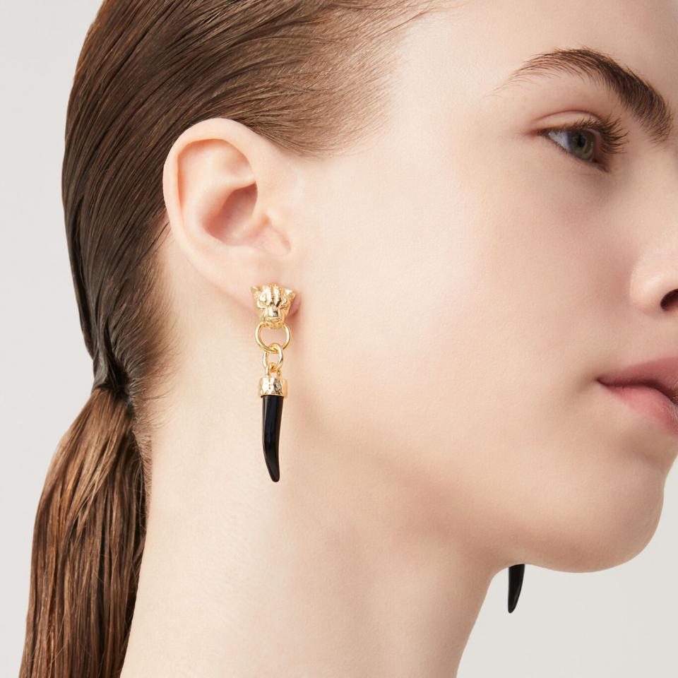 Orecchini Raspini Dorati Leopardo e Zanna nera