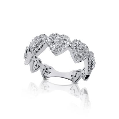 Anello Cuori Gianni Carità in oro bianco18 kt e diamanti