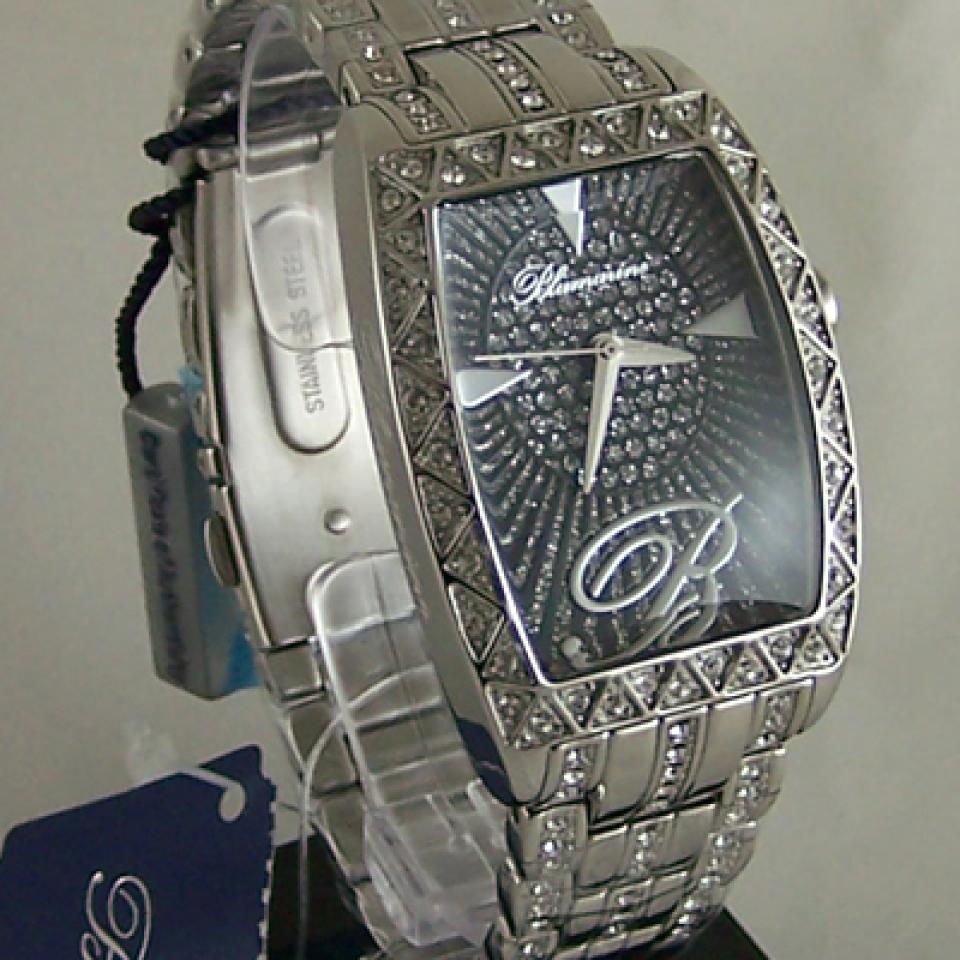 Orologio Blumarine acciaio tonneau nero e swarovski
