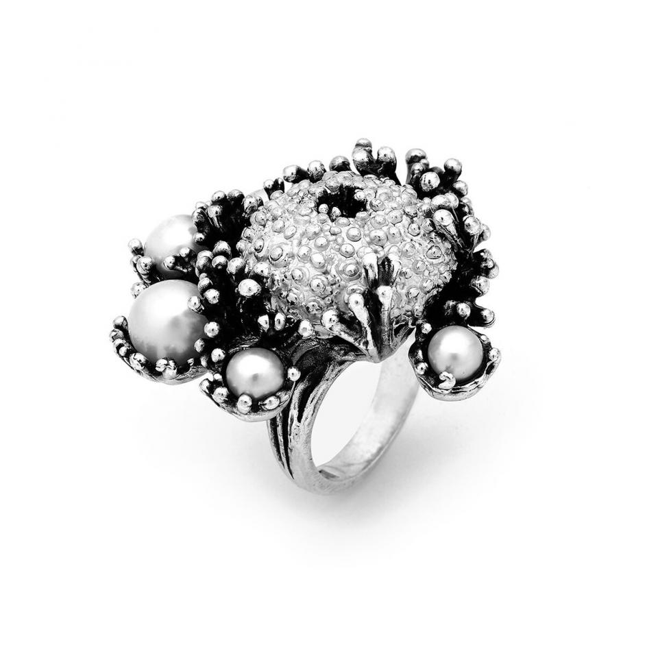 Anello Mediterraneo , in Argento 925 e perla naturale