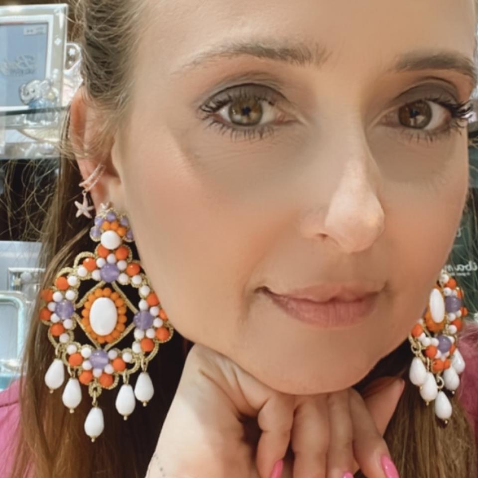 Orecchini in pizzo chiacchierino siciliano agata bianca, giade e cristalli