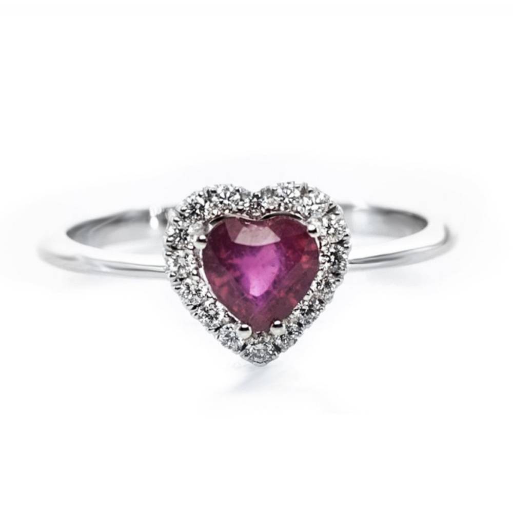 Anello Bibigì cuore rubino e diamanti in oro 18kt.