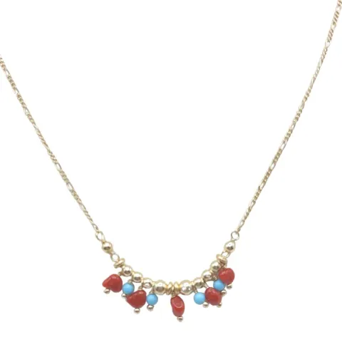 Collana girocollo Ishwara con Corallo naturale e Turchese