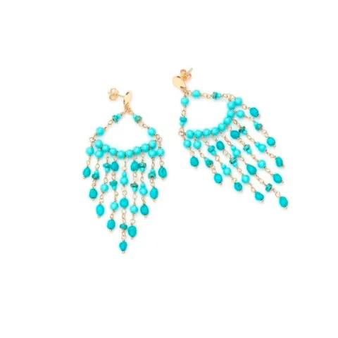 Orecchini Chandelier Ishwara con Turchesi