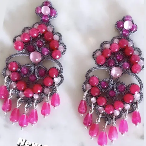 Orecchini in pizzo chiacchierino siciliano giade e occhi di gatto