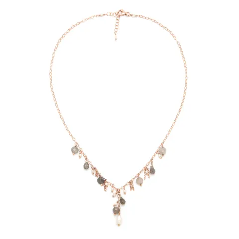 Collana Ishwara Happy Soul con Labradoriti, Pietre di Luna e Perle Naturali