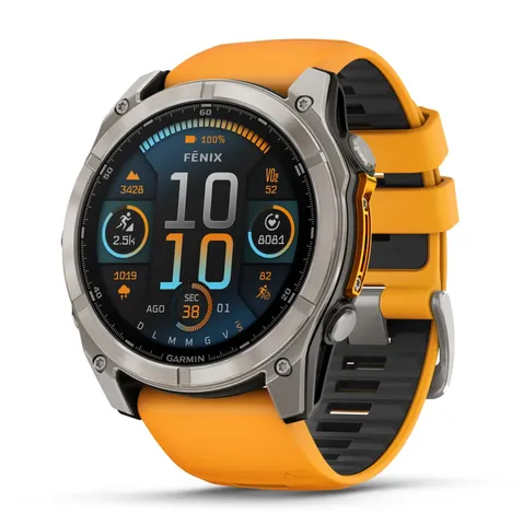 fēnix® 8 - 51 mm, AMOLED Sapphire, Titanio, Titanium & Spark Orange