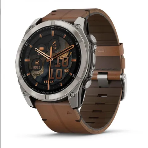 fēnix® 8 - 51 mm, AMOLED Sapphire, Titanium con cinturino in pelle Chestnut CODICE PRODOTTO010-02905-40