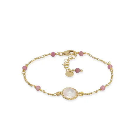 Bracciale ishwara con centrale in Quarzo Rosa