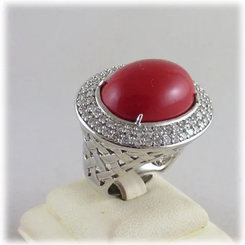 Anello Dimmi jewels pasta di corallo e cubic zirconia