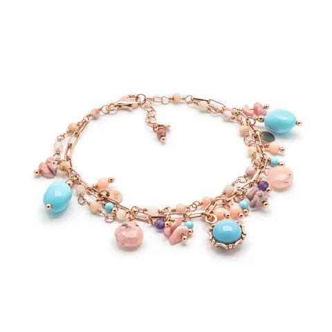 bracciale ishwara a doppio filo con opale rosa e turchese