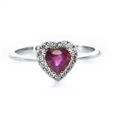 Anello Bibigì cuore rubino e diamanti in oro 18kt.